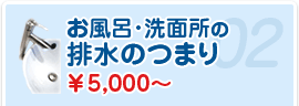 お風呂･洗面所の排水のつまり ￥5,000～