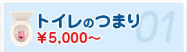 トイレのつまり ￥5,000～